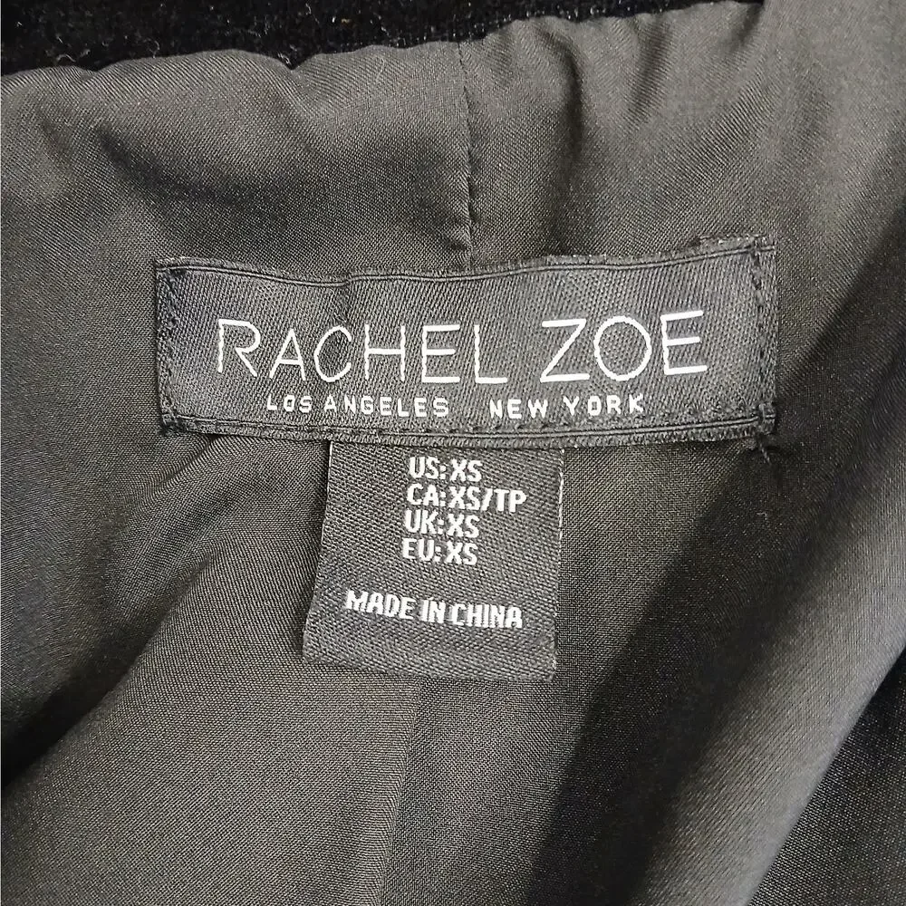 Rachel Zoe SZ XS Black Velvet Military Style Lined Blazer Gold Buttons